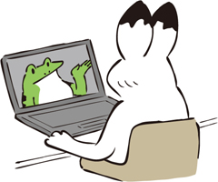 オンラインワークしているうさぎ