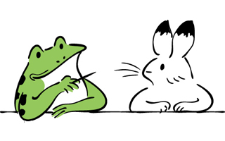 会話するウサギとカエル