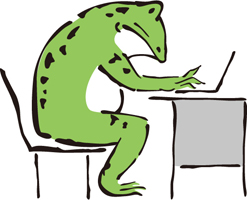 タイピングするカエル