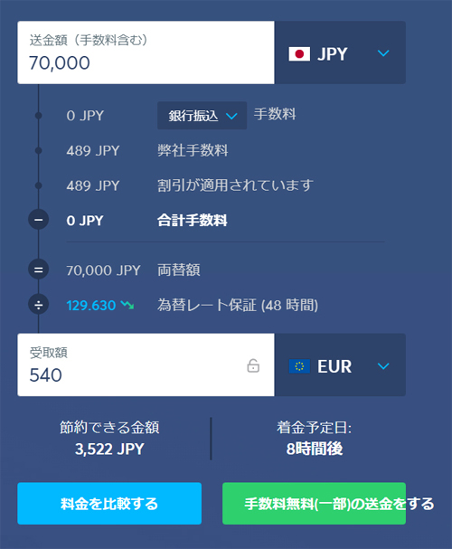 Wise（ワイズ）トランスファーワイズ送金金額を入力
